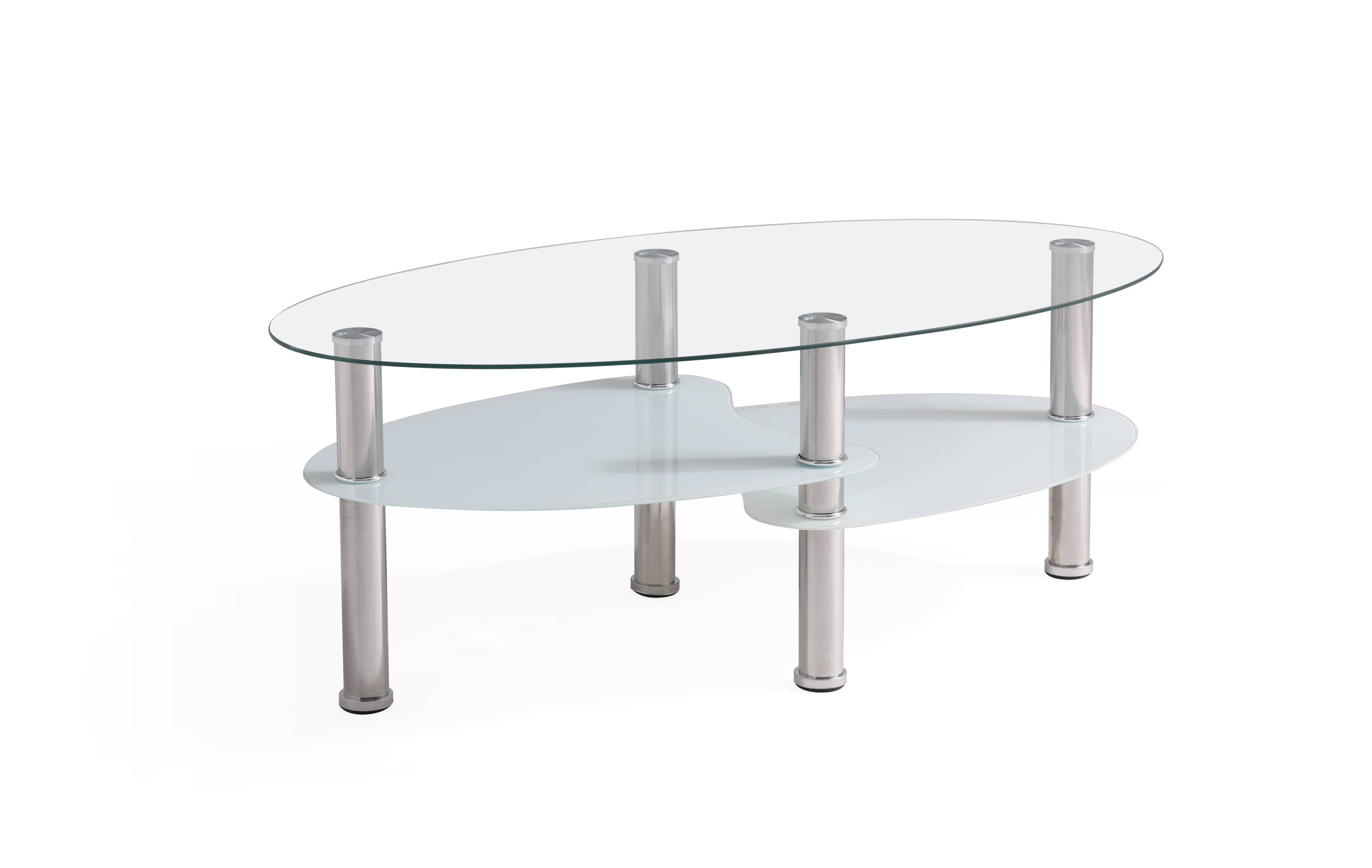 Black Hodedah Three Tier Oval Tempered Glass Coffee Table