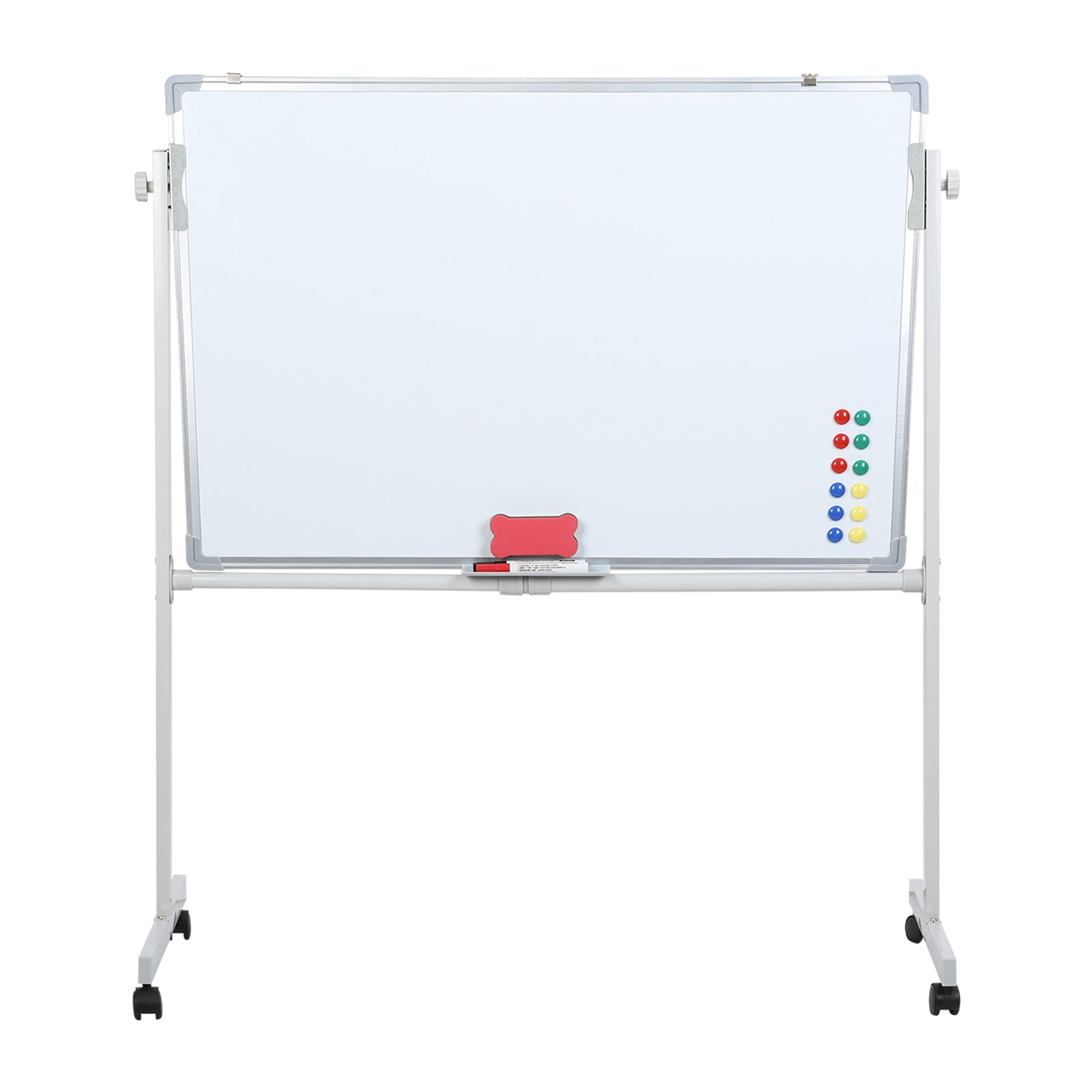 Nuoxin Double-Sided Mobile Whiteboard - 72"x40" Extra Large Height Adjustable Magnetic Dry Erase Board on Wheels, 360° Rolling Office White Board Pizarra