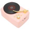 thumbnail image 2 of DEWIN Bluetooth Speaker Stereo USB Charging Retro Turntable Design Portable Mini Wireless Speaker for Home Party TravelPink, 2 of 14
