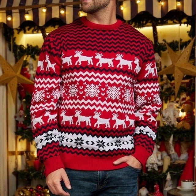 Chandail de Noël à Petit Flocon de Neige Explosions Mode pour Femmes 2023 Automne et Hiver Décontracté pour Couple Col Rond en Tricot