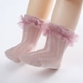thumbnail image 1 of Esho Baby Girls Anti Slip Frilly Lace Socks, Toddler Girl Cotton Knee High Long Socks, 0-5T, 1 of 8