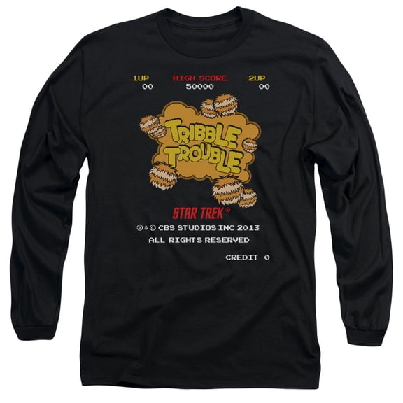 Star Trek Tribble Trouble Long Sleeve Adult 18/1 T-Shirt Black