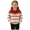thumbnail image 2 of Blusa de manga larga con capucha para otoño e invierno. Suéter de punto para niña. Chaqueta con capucha en forma de corazón. Top de poliéster con bloques de color para niña., 2 of 8