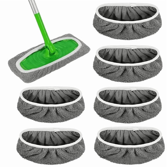 6Pcs Reusable Microfiber Mop Pads Compatible with Sweeper Mop, Replacement Wet Mopping pad Refills & Washable Dry Sweeping Cloths for Surface/Hardwood Floor Cleaning