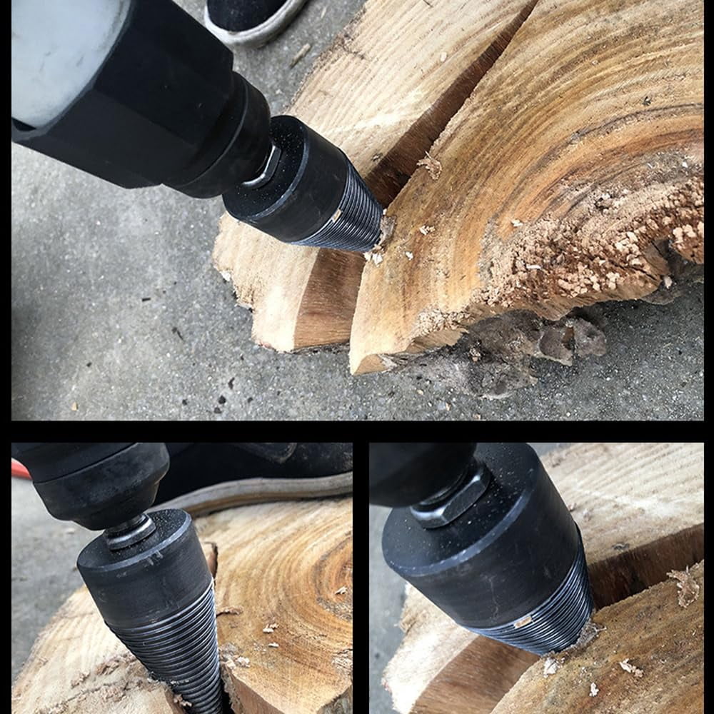 Firewood Drill Bit Set, 32mm Wood Splitters Drill Bit, Detachable Heavy Duty Electric Drills,  for Firewood, for Home and Outdoor Use