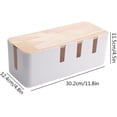thumbnail image 5 of Laklulu Caja de gestión de cables de plástico blanco de gran tamaño con cubierta de bambú Solución de gestión de cables para ocultar y ocultar regletas de enchufes, 5 of 5