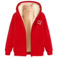 thumbnail image 4 of Womens Jacket Zip Up Hooded Hoodie Winter Warm Soft Thermal Jackets Coats Outdoor Sports Pullover with Pockets Trench Coat Women Red XXXL, 4 of 4