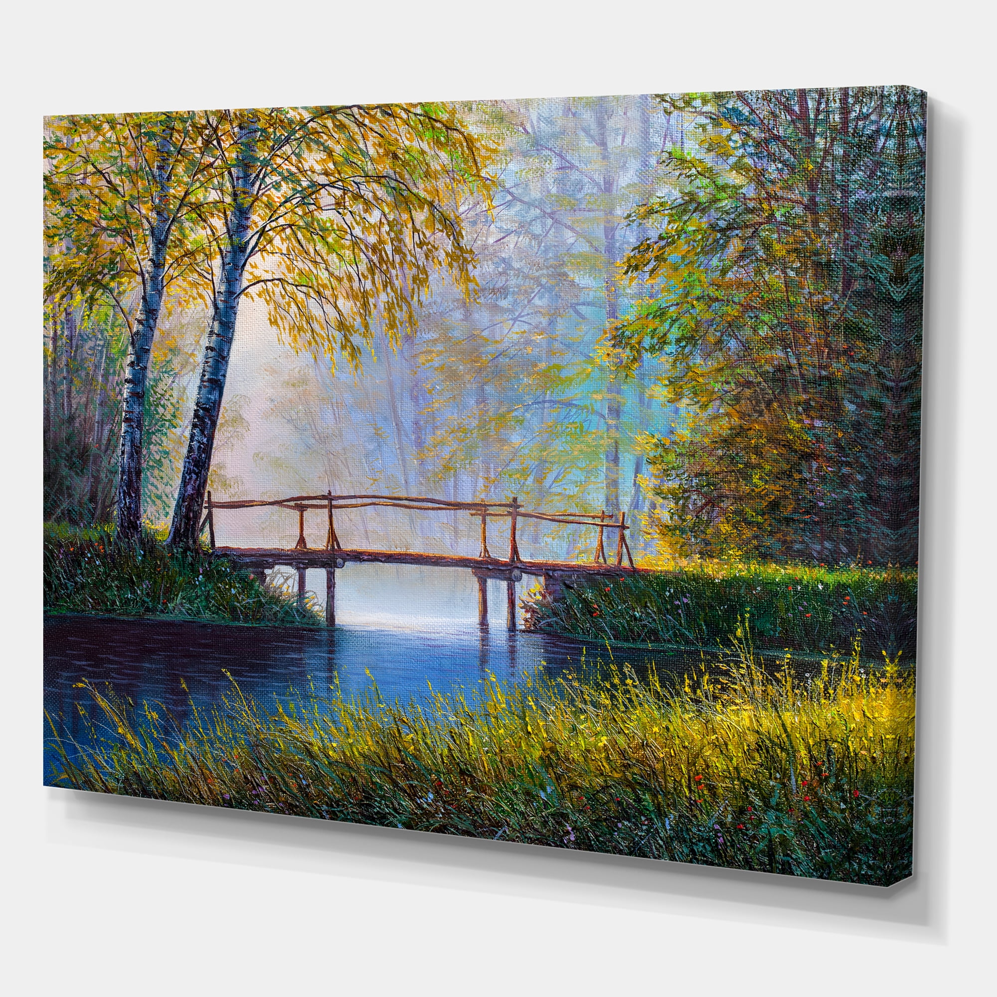 Designart ' Sunrise Glow and The Awakening Spring Forest ' Lake House Canvas Wall Art Print
