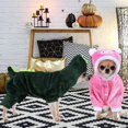 thumbnail image 5 of Juego de 2 piezas, ropa de navidad, ropa de gato, diseño de cerdo rosa, ropa de dinosaurio para mascotas, ropa de capucha térmica para cachorros y gatitos (grande), 5 of 5