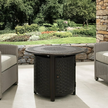 Fire Sense - Hendricks Round Aluminum LPG Fire Pit - Antique Bronze