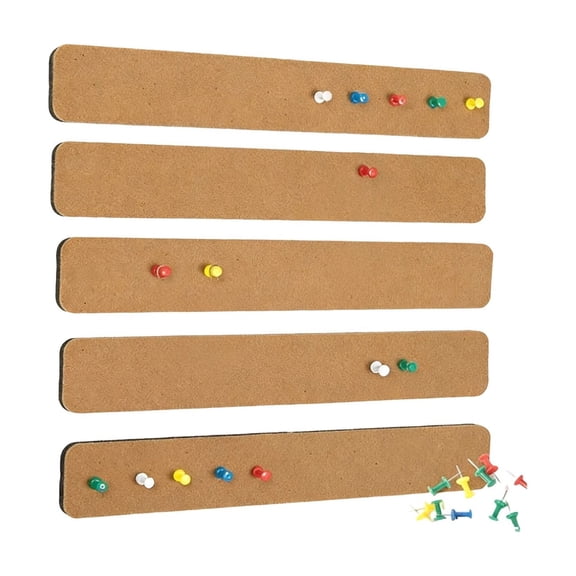 Bulletin Board Soft Strip 12.99in - Self-Adhesive Cork Board with Push Pins - 5 Pack Felt Notice Board for Wall Decoration & Organization