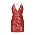 thumbnail image 4 of LSLJS Robe de Soirée Sexy pour Femmes Col Montant à Lacets Manches Longues à Sequins Dos Ouvert Jupe Courte, Robe d'Été Plage, 4 of 6