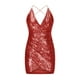 thumbnail image 4 of Puntoco Vestidos Mujer Elegante Fiesta De Las Mujeres Sexy Prom Moda Cuello De Pie Con Cordones Manga Larga Borla De Lentejuelas Espalda Abierta Falda Corta, 4 of 6