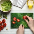 thumbnail image 4 of Landscape Cutting Board, Fresh Forest Canopy Trees over Footpath in an Old Park People Walking Natural Scenery, Decorative Tempered Glass Cutting and Serving Board, Small Size, Green, by Ambesonne, 4 of 5