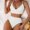 White, variant on Women Bathing Suits 2 Piece Sleeveless Curvy Woman Swimsuit with Built in Bra Wireless Tummy Control Push Up Solid Color V Neck Women's Bikini Swimsuits Summer Beach Accessories