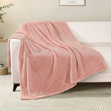 Exclusivo Mezcla Soft Fleece Throw Blanket for Couch, Super Soft Velvet Plush Bed Blanket, 50x60 Inches, Pink