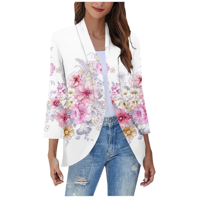 Pisexur Womens Jacket Open Front Cardigans Plus Size Jackets Coats Fall Jackets Women's Non Positioning Printed Fashionable Loose Lace Cardigan Top