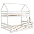 thumbnail image 6 of Bellemave Wood House Bunk Bed with Ladder, Low Twin over Full Bunk Bed Frame, Separable Floor Bunk Bed (White), 6 of 11