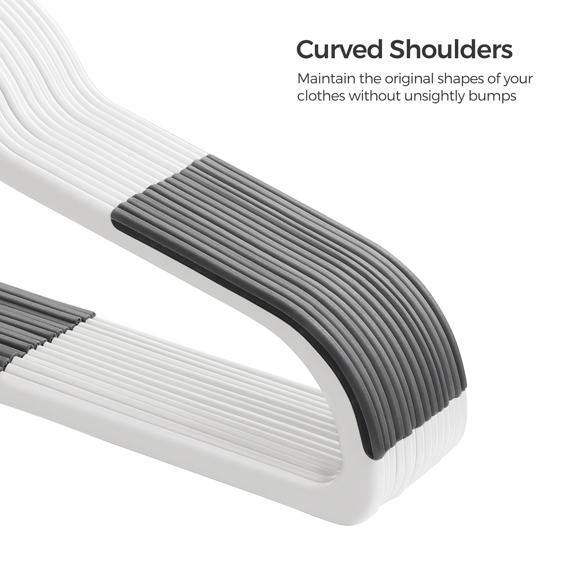 30-Pack Slim Plastic Hangers with 360° Swivel Hooks, Heavy Duty Space Saving Closet Organizers for Coats, Dresses and Pants, Cloud White and Dark Gray