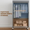 thumbnail image 2 of Clothing Rack with Cover, Rolling Closets with Wheels, Metal Garment Rack for Hanging Clothes, Clothing Storage Wardrobe with Cover, 35.4"x17"x 70.8", Black, Load 400 Pounds, 2 of 10