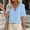 Light Blue, variant on Womens Tops Lace Trim V Neck Swiss Dot Flare Short Sleeve Casual Blouse Summer Boho Dressy Daily Holiday Shirts