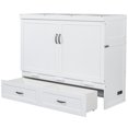 thumbnail image 5 of Queen Size Murphy Bed, Wooden Wall Bed Frame with USB Port, Storage Drawers, Metal Handles, Multifunctional Cabinet Bed for Living Room, Bedroom, Guest Room, Can Be Folded into Cabinet, White, 5 of 9