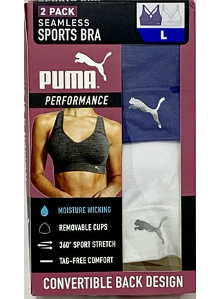 Puma Ladies' Seamless Sports Bra 2 Pack, Black/ Gray M