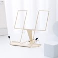 thumbnail image 1 of Atril para lectura, atril para cocina, soporte de metal ajustable para escritorio, libros de texto, tabletas, soportes para libros para exhibición (beige), 1 of 3