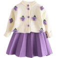 thumbnail image 1 of HSHDLDF Toddler Girls Fall Winter Clothes Long Sleeve Knit Sweater Tops+Pleated Mini Skirt 2Pcs Clothes Outfit, 1 of 7