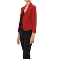 thumbnail image 5 of INSPIRE CHIC Women's Blazer Open Front Wear-to-Work Summer Crop Suit Jacket M Red-Solid, 5 of 7