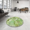 thumbnail image 4 of Ahgly Company Machine Washable Indoor Round Contemporary Slime Green Area Rugs, 8' Round, 4 of 7