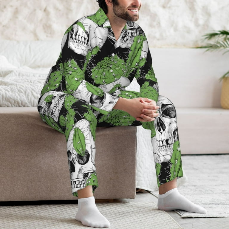 Men Green Pajamas Set Men's Magnetic Classic With A Twist PJ Set