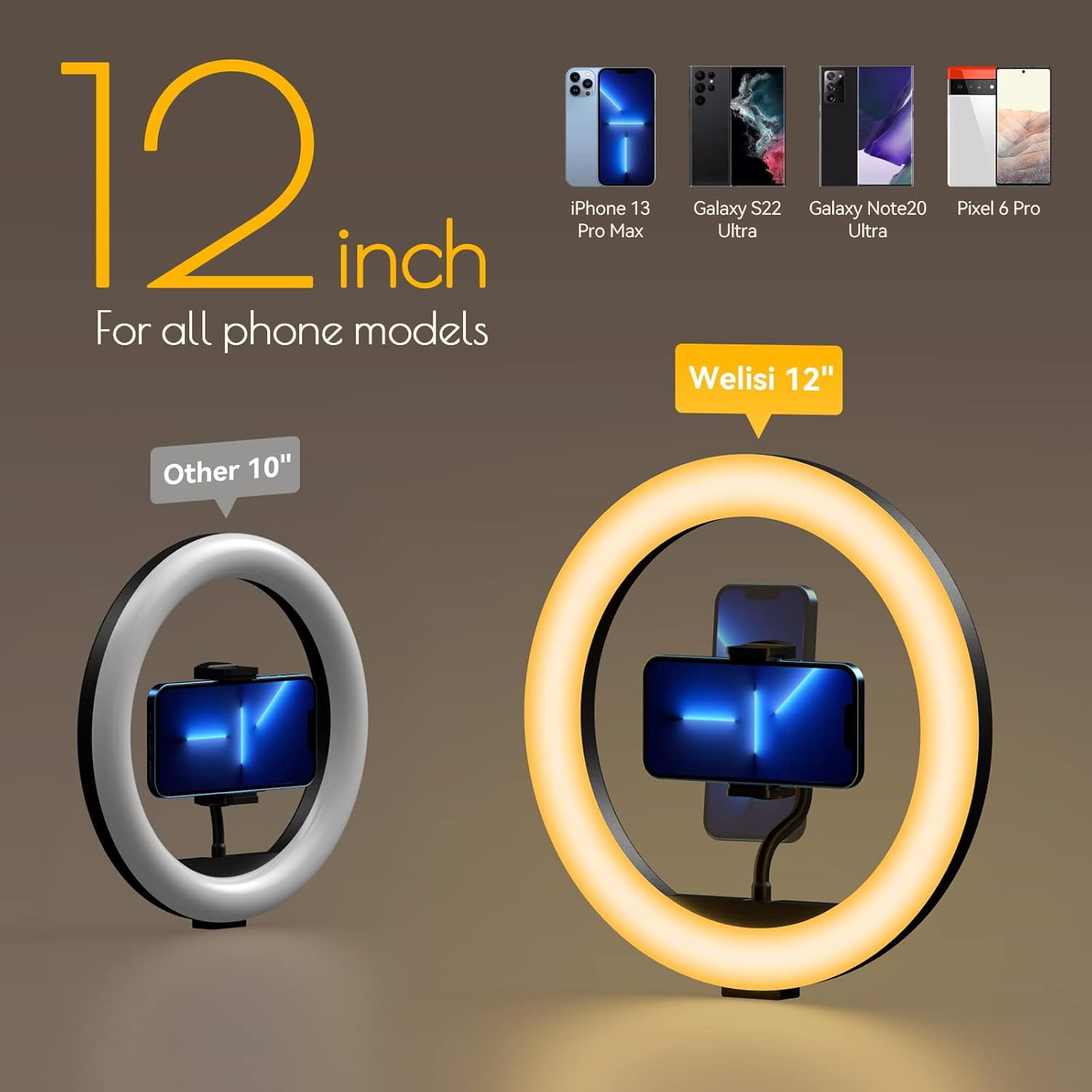 ZCD 10" Selfie Ring Light with Tripod Stand, 72'' Tall & Phone Holder, 38 Color Modes, Stepless Dimmable/Speed LED Ring Light for iPhone & Android,YouTube, Makeup,TIK Tok