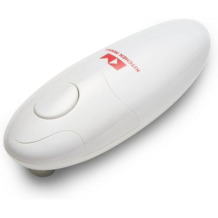 Kitchen Mama Auto Electric Can Opener: Open Your Cans with A Simple Press of Button - Automatic, Hands Free, Smooth Edge, Food-Safe, Battery Operated, YES YOU CAN (White)