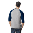 thumbnail image 4 of Gildan Heavy Cotton Raglan Three-Quarter Sleeve T-Shirt Unisex Classic fit Tee, Men's Raglan T-Shirt, Sport Grey/ Navy M, 4 of 6