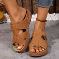 thumbnail image 2 of Rokment Women's Orthopedic Wedge Sandals Beach Summer Comfortable Arch Support Platform Walking Slip on Fashion Casual Leather Adjuatable Orthotic Dress Slides for Woman B Size 8.5, 2 of 7