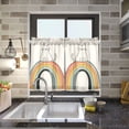 thumbnail image 4 of Yayeee Kitchen Curtains Tier Pair Light Filtering 27"x24" Rod Pocket Short Cafe Window Panel, White Cat Rainbow, 4 of 7