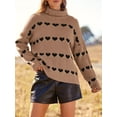 thumbnail image 2 of Women Valentines Day Turtleneck Sweaters Heart Print Long Sleeve Casual Pullovers Spring Knit Tops, 2 of 7