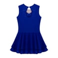 thumbnail image 4 of YONGHS Ice Skating Dress for Girls Kids Sleeveless Shiny Mesh Splice Tutu Skirted Leotard Ballet Dance Wear Royal Blue 12, 4 of 7