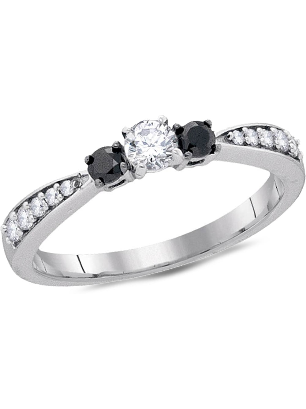 Details about   Three Stone Black Diamond Engagement Ring Band Set For Women Bridal Wedding Set 