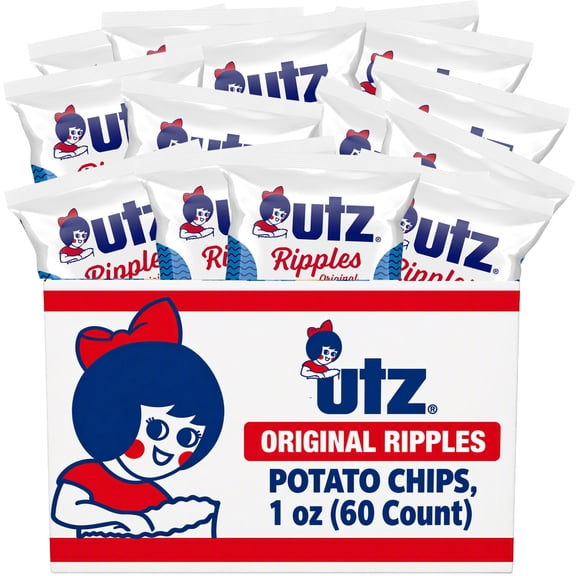 Utz Original Ripples, Multipack, Gluten-Free, Potato Chips, 1 oz, 60 Count