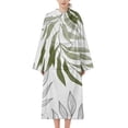 thumbnail image 2 of Sage Green Botanical Bathrobe Plush Bathrobe Cozy Unisex Winter Bathrobe Warm Water Absorbent, 2 of 9