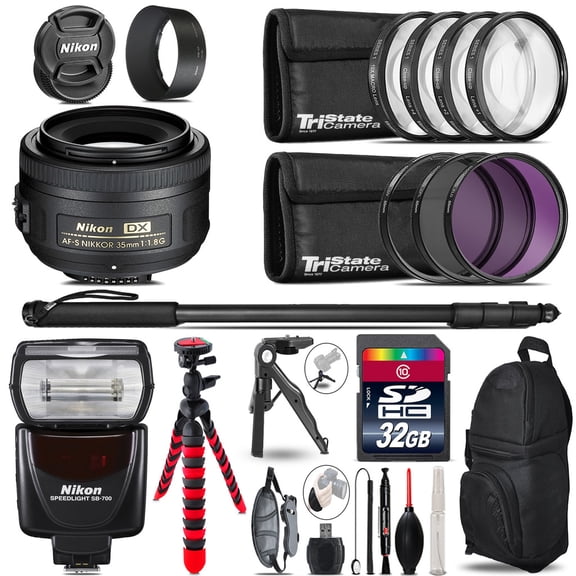 Nikon AFS 35mm 1.8   SB-700 AF Speedlight   UV-CPL-FLD - 32GB Accessory Kit (International Version)
