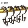 thumbnail image 2 of Double Shower Curtain Hooks Rings Premium Heavy Duty Set of 12 Bronze, 2 of 2