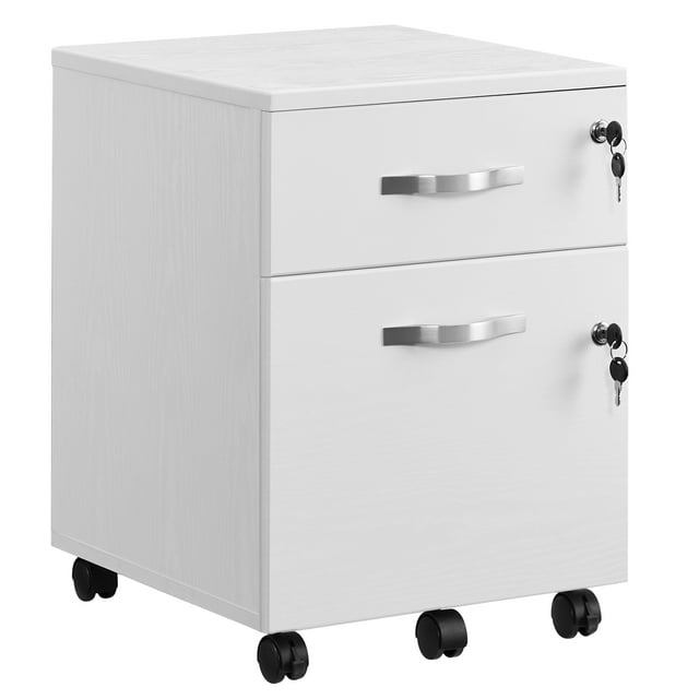 VASAGLE Lockable 2 Drawer 5 Roll File Cabinet with Adjustable Hanging Filing Filing Cabinet Textured Finish for A4 and Letter Documents White