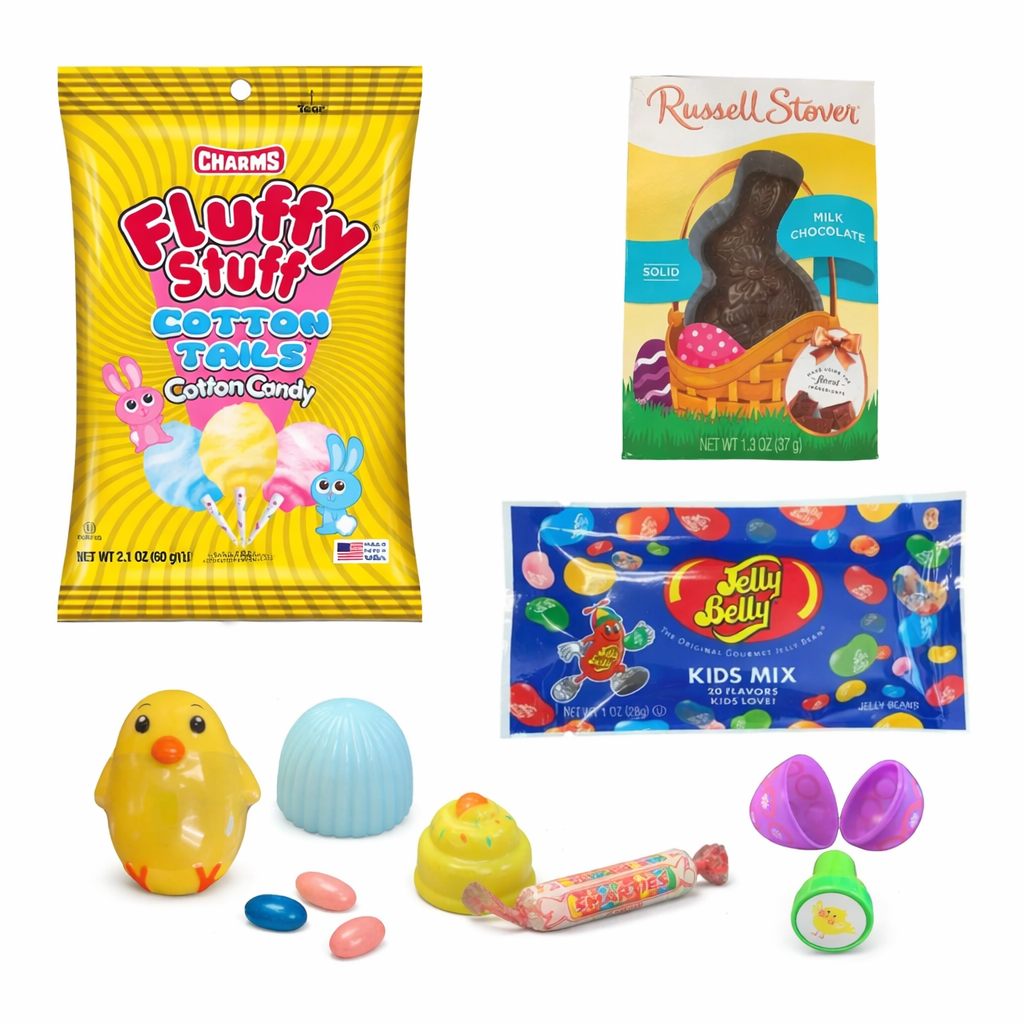 Clear Above Medium Blue Bunny Ears Easter Basket – Prefilled Gift Set