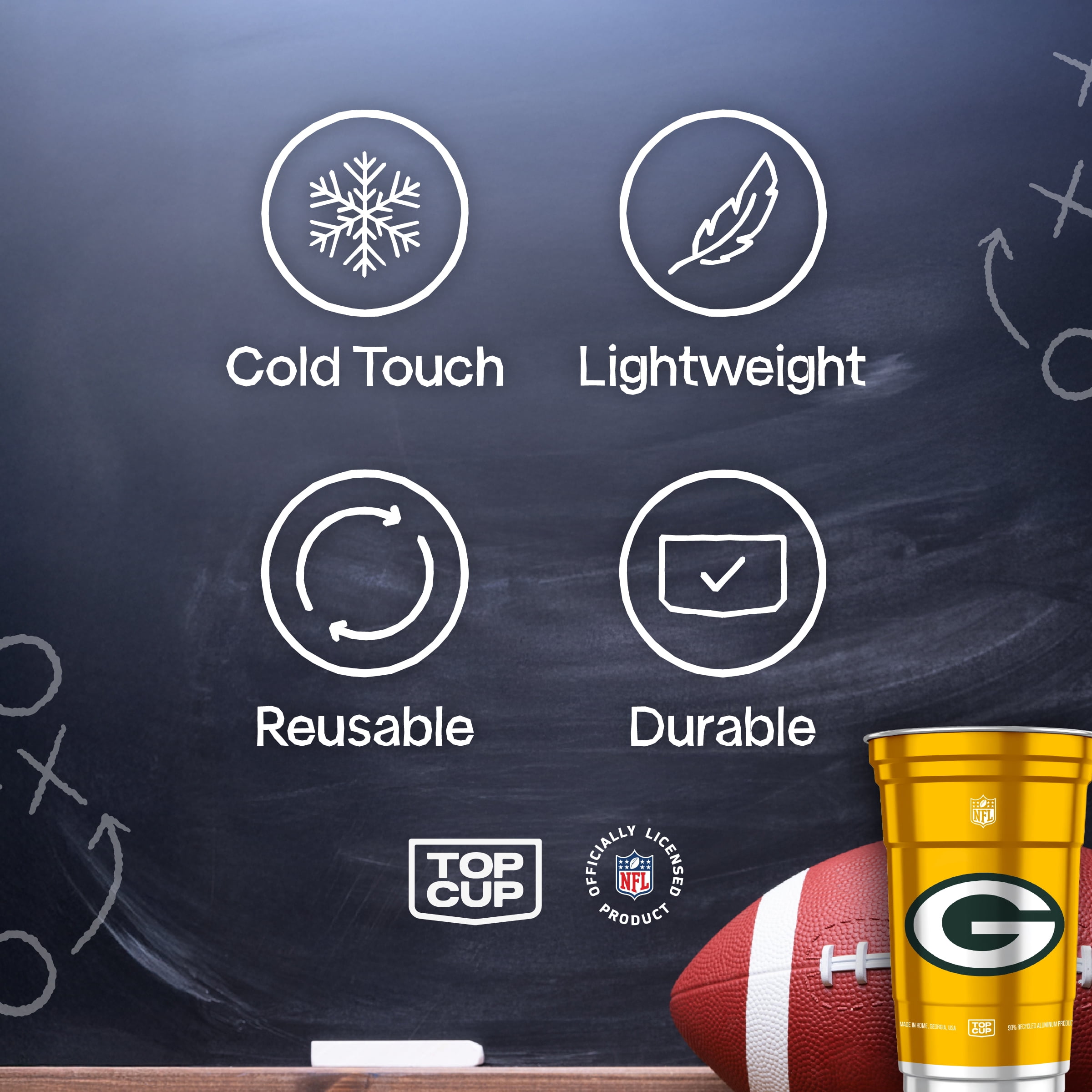 Top Cup NFL Green Bay Packers Aluminum Party Cups, 20oz, 10 count