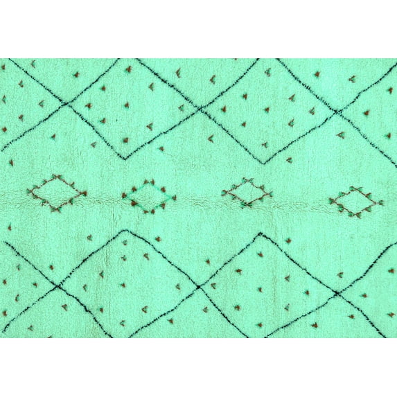 Ahgly Company Machine Washable Indoor Rectangle Solid Turquoise Blue Modern Area Rugs, 5' x 8'