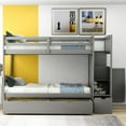 thumbnail image 4 of Twin over Full/Twin Bunk Bed, Convertible Bottom Bed, Storage Shelves and Drawers, Gray, 4 of 13