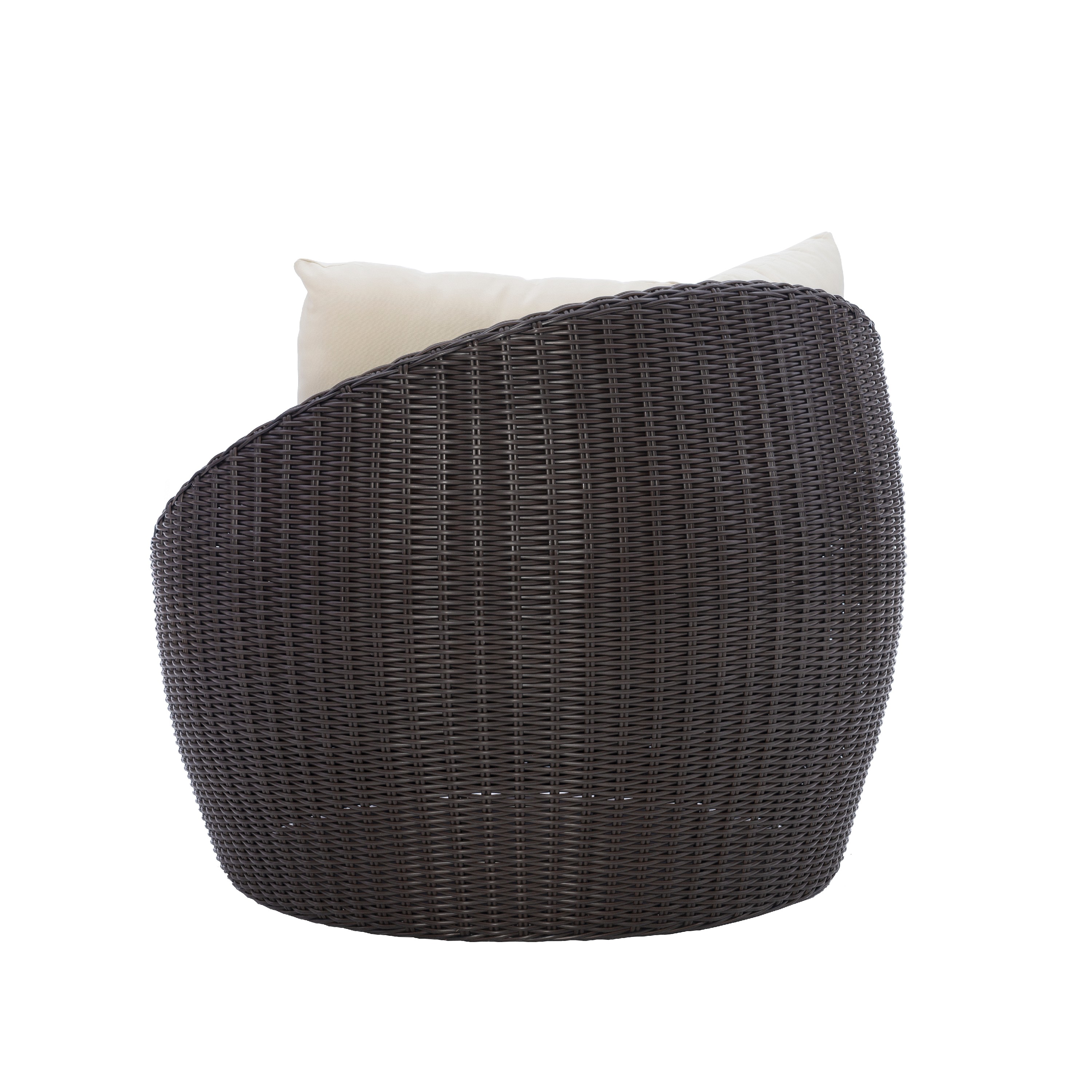 Linon Rocco Wicker Outdoor Loung Chair with Cushion and Pilllows, Dark Brown/Off-White